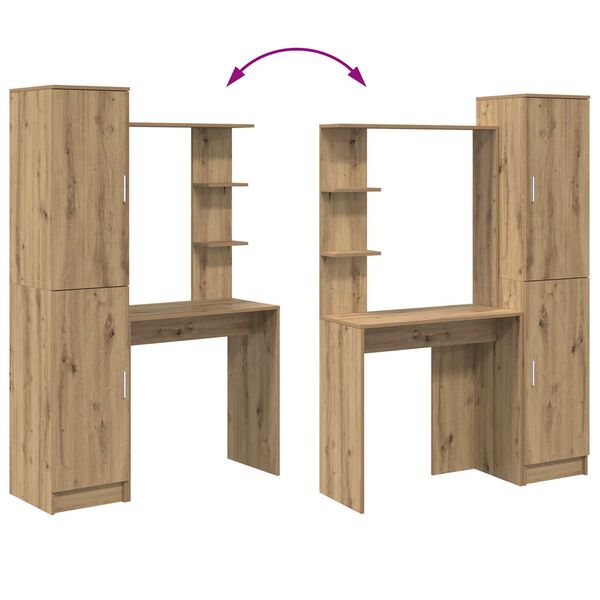 vidaXL Miza 2 pcs Umetni hrast