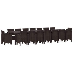 vidaXL Vrtna jedilna garnitura s blazinami z blazino 17 pcs Rjava PP