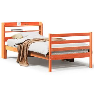 vidaXL Posteljni okvir brez vzmetnice vo&scaron;čeno rjav 75x190 cm borovina