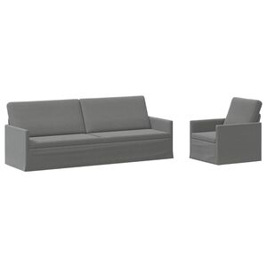 vidaXL Kavčna garnitura 2 pcs Temno siva Žamet