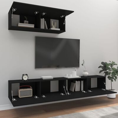 vidaXL Komplet TV omaric 3-delni črn inženirski les