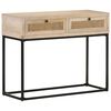 vidaXL Konzolna mizica 100x35x76 cm trden mangov les in naravni trst
