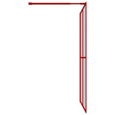 vidaXL Stena za tuš s prozornim ESG steklom rdeča 140x195 cm