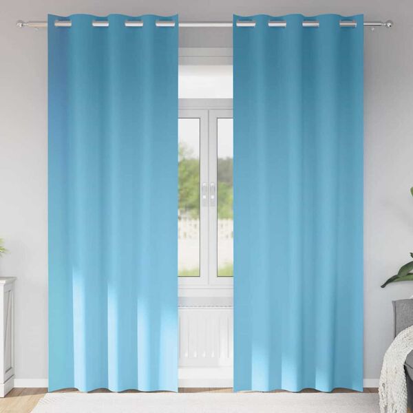 vidaXL Zavese za zatemnitev z obroči 2 pcs Sveta modra 260 x 140 cm