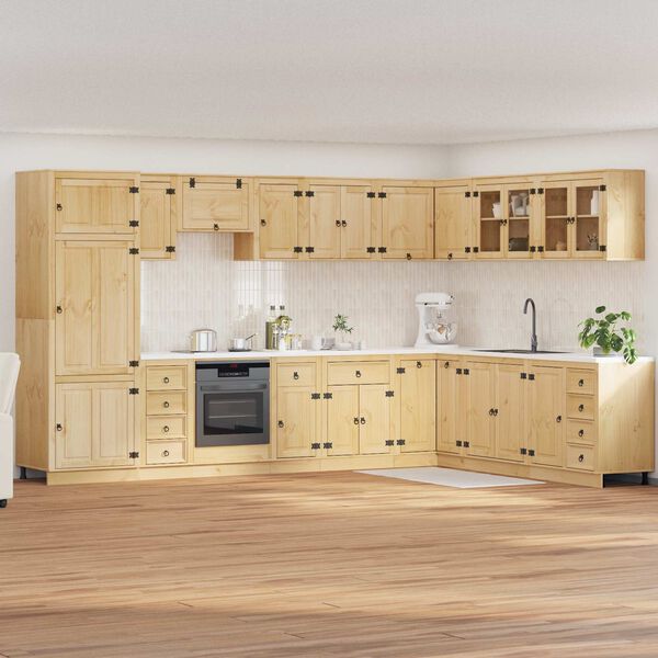 vidaXL Za omarice s polico SKI 14 pcs Medeno Rjava Masivno borovo les