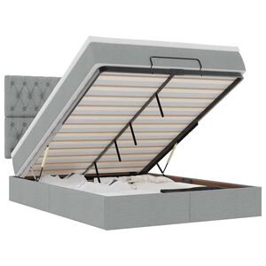 vidaXL Otomanska postelja z vzmetnico siv 140x190 cm blago