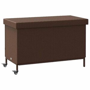 vidaXL Vrtna shranjevalna &scaron;katla s kolesi rjava 110x55x73 cm poli ratan