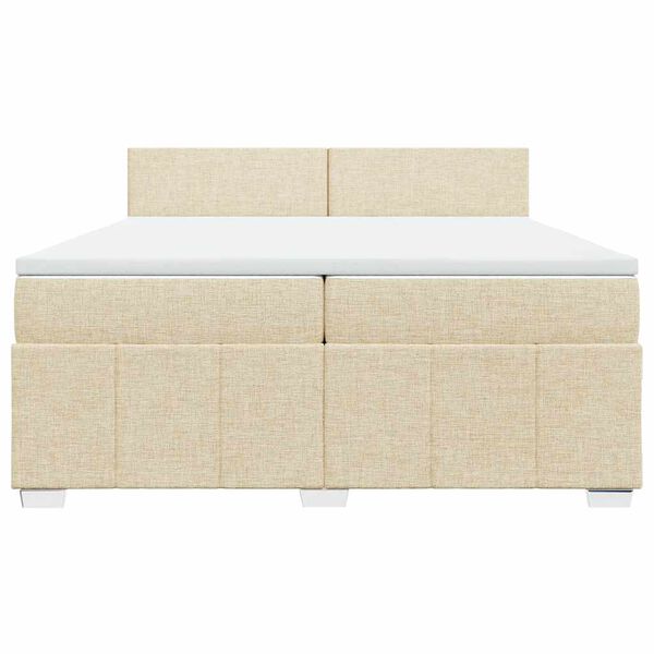 vidaXL Box spring postelja z vzmetnico krem 200x200 cm blago