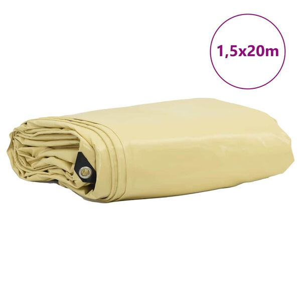vidaXL Tarpaulin 650g / m&sup2; Bež 1,5 x 20 m Platno s PVC premazom