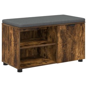 vidaXL Haldna klop z blazino s polico Dimljeni Hrast 80 x 38 x 46 cm