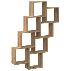 vidaXL Stenska kockasta polica artisan hrast 90x15x119,5 cm inž. les