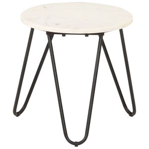 vidaXL Klubska mizica bela 40x40x40 cm pravi kamen z marmorno teksturo