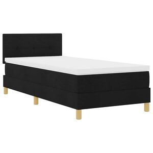 vidaXL LED Box Spring Postelja z LED trakami Črna 90 x 200 cm blago