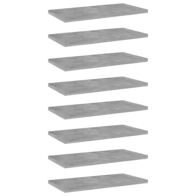 vidaXL Dodatne police za omaro 8 kos beton. sive 40x20x1,5 cm inž. les