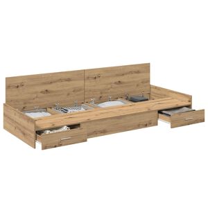 vidaXL Konstrukcija postelje Umetni hrast 100 x 200 cm Inženirski les