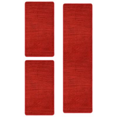 vidaXL Preproge za spalnico kosmate visoke 3 kosi rdeče