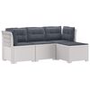 vidaXL 4-sedežna vrtna sofa z blazinami, rattan videz PP Bela