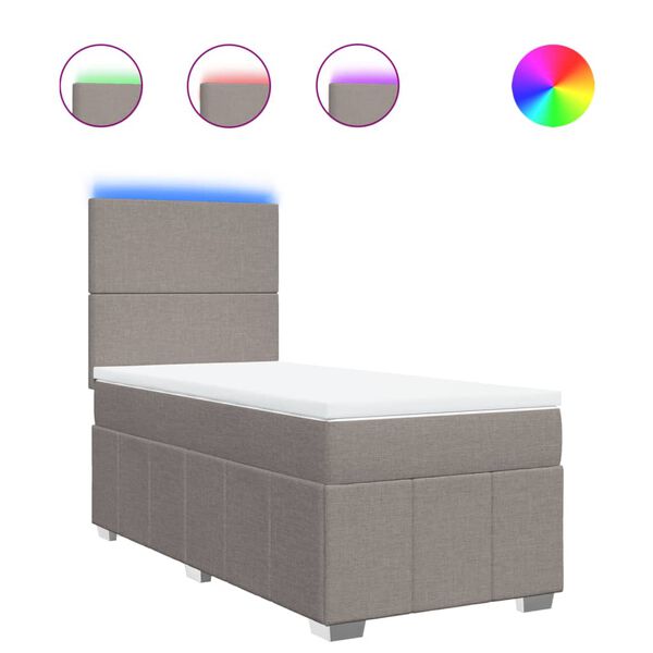 vidaXL Box spring postelja z vzmetnico taupe 90x200 cm blago