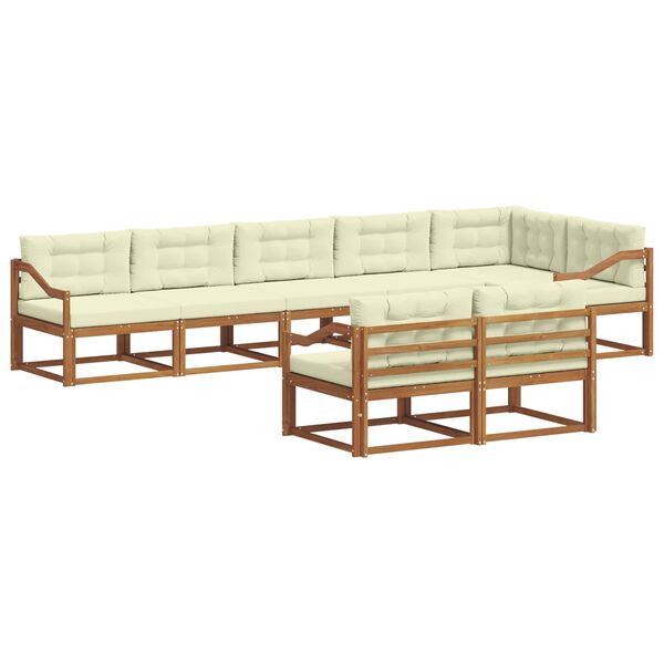 vidaXL Zunanja garnitura za sedenje z blazino 8 pcs Naravna in smetana