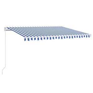 vidaXL Ročno zložljiva tenda z LED lučmi 450x350 cm modra in bela