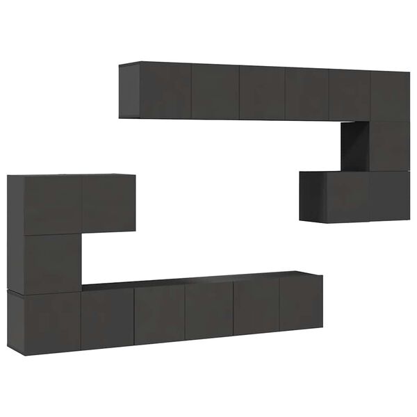 vidaXL Komplet TV omaric 10-delni siva iverna plo&scaron;ča