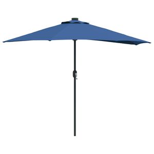 vidaXL Vrtni dežnik 294 x 150 x 224 cm Poliester in jeklo Azur modra