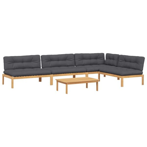 vidaXL Vrtna garnitura iz palet 5-delna z blazinami trden akacijev les