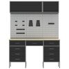 vidaXL Set delovnih omar s predalom s shranjevanjem 8 pcs Črna