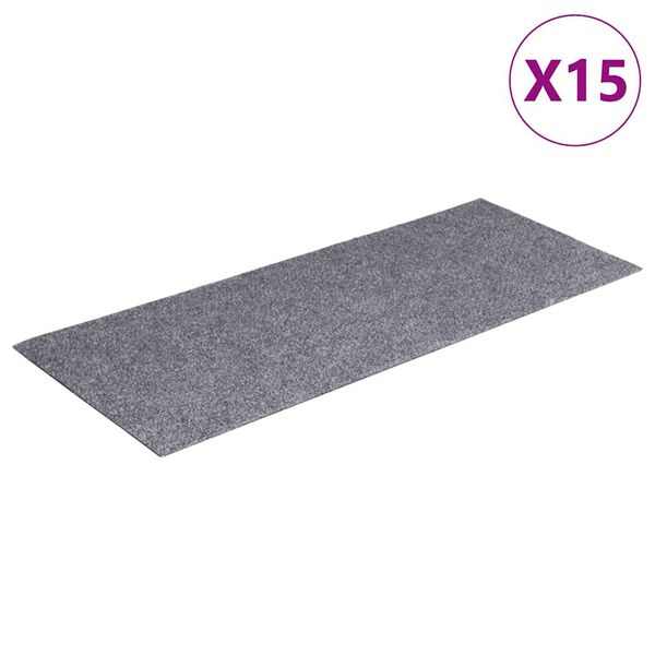 vidaXL Preproge za stopnice samolepilne 15 kosov 60 x 25 cm svetlo sive pravokotne
