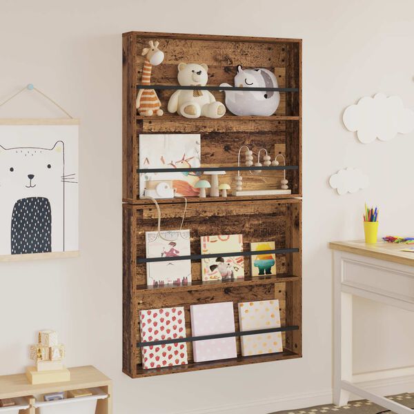 vidaXL Regal za revije 2 pcs Star les 80 x 12 x 70 cm Konstruiran les