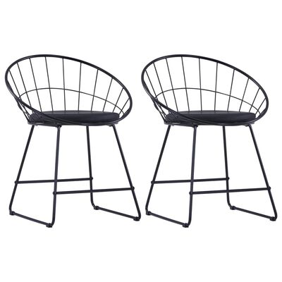 vidaXL Jedilni stoli s sedeži iz umetnega usnja 2 kosa črno jeklo