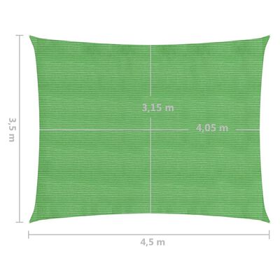 vidaXL Senčno jadro 160 g/m² svetlo zeleno 3,5x4,5 m HDPE