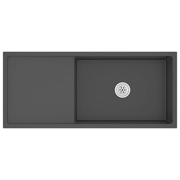 vidaXL Ročno izdelano kuhinjsko pomivalno korito črno nerjaveče jeklo