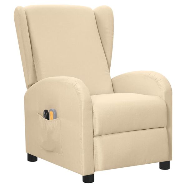 vidaXL Električni masažni stol krem blago