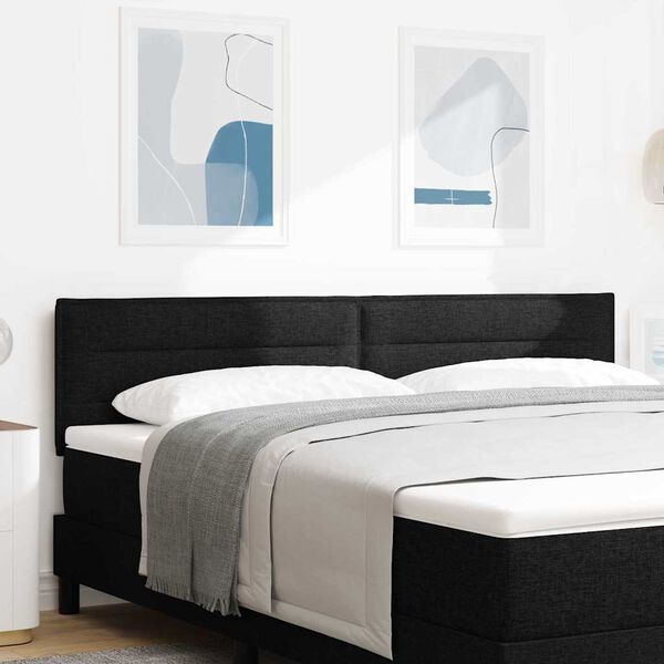 vidaXL LED glava postelje z LED lučmi Črna 180 cm Poliester