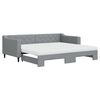 vidaXL Izvlečna dnevna postelja z vzmetnicami sv. siva 90x200 cm blago
