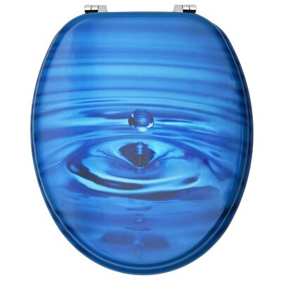 vidaXL Deska za WC školjko MDF modra dizajn vodne kapljice