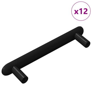 vidaXL Ročaj za omaro 12 kos Črna 121 x 16.6 x 28.3 mm elezo