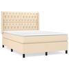 vidaXL Box spring postelja z vzmetnico krem 140x200 cm blago