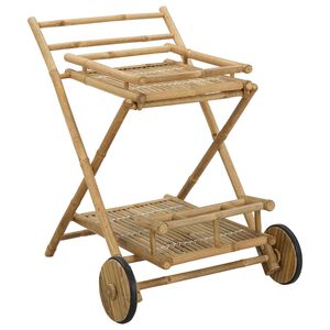 vidaXL Voziček za postrežbo z kolesi Naravna 79 x 67,5 x 84 cm Bambus