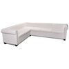 vidaXL Chesterfield kotna sedežna garnitura umetno usnje bela
