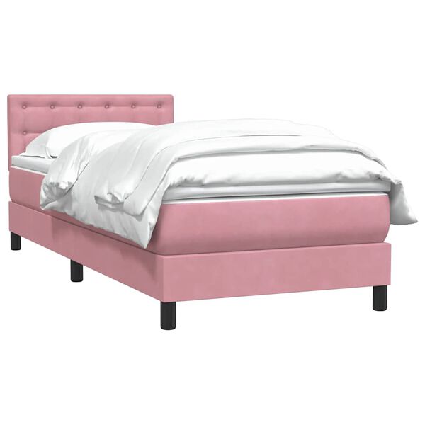 vidaXL Box Spring postelja z vzmetnico Pink 100x220 cm Velvet
