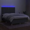 vidaXL Box spring postelja z vzmetnico LED temno siva 140x200 cm blago