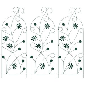 vidaXL Vrtna ograja 3 kos Zelena 112 x 39,5 cm Jeklo