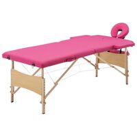 vidaXL Zložljiva masažna miza 2 coni les roza