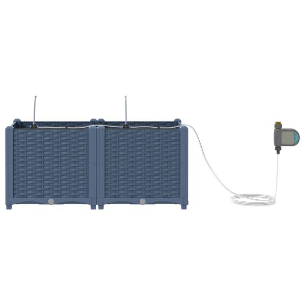 vidaXL Vrtni lonček 2 pcs Siva 80 x 40 x 37,5 cm Plastika