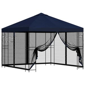 vidaXL Vrtni gazebo s stranskimi stenami 3 x 3 m Modra