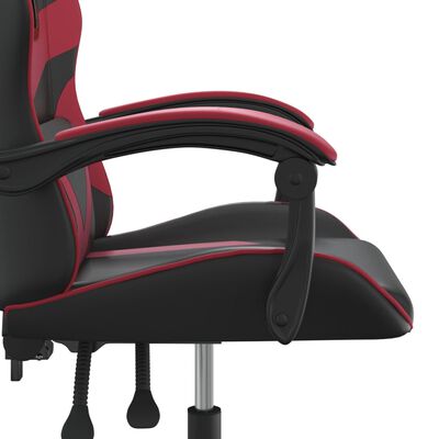 vidaXL Vrtljiv gaming stol črno in vinsko rdeče umetno usnje