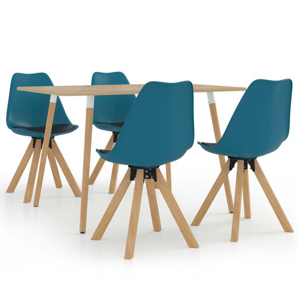 vidaXL Jedilna garnitura 5-delna turkizna in črna