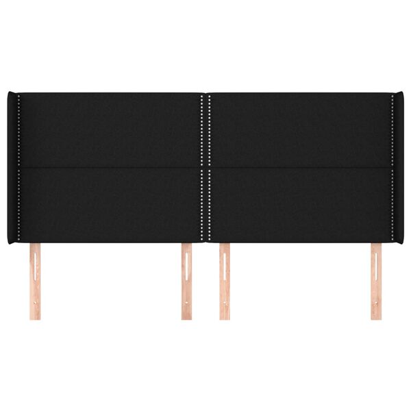 vidaXL Vzglavje z u&scaron;esi črno 203x16x118/128 cm blago